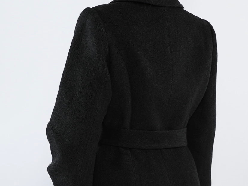 Dark Grey Cashmere & Wool Coat