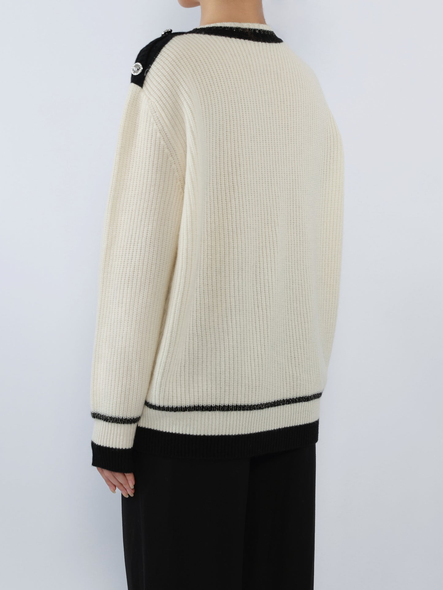 Cashmere Silver-Button Exquisite Cardigan