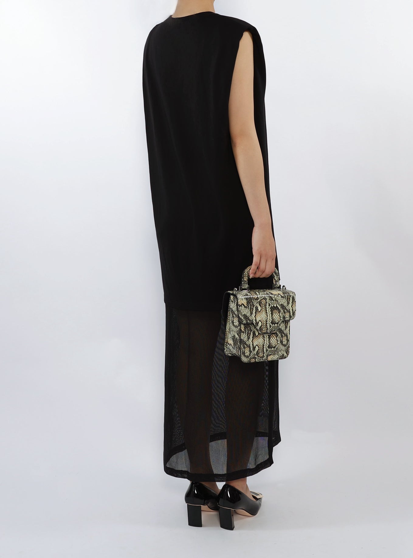 Black Elegant Shoulder Padded Dress